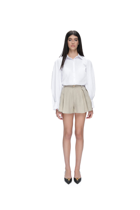 BEIGE LINEN SHORTS