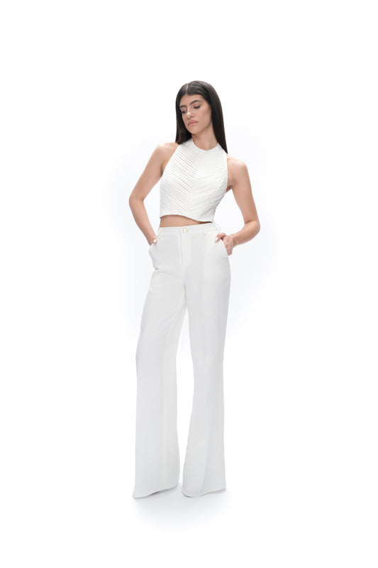 FLARED HEMP TROUSERS