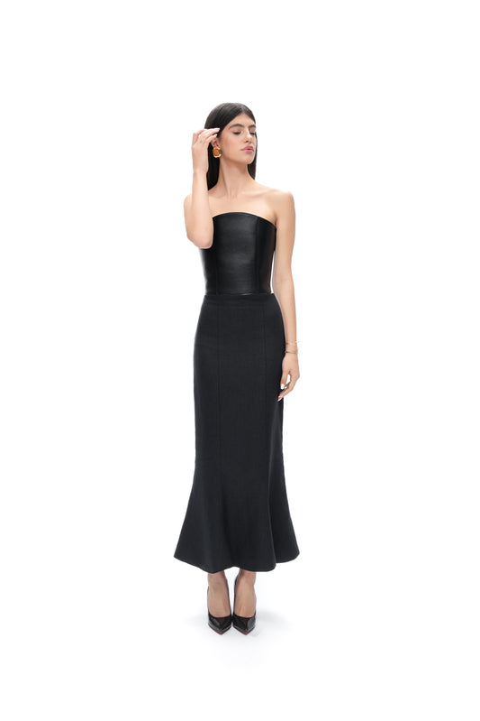 BLACK LINEN SKIRT