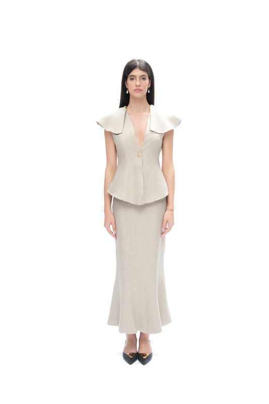 BEIGE LINEN BLAZER
