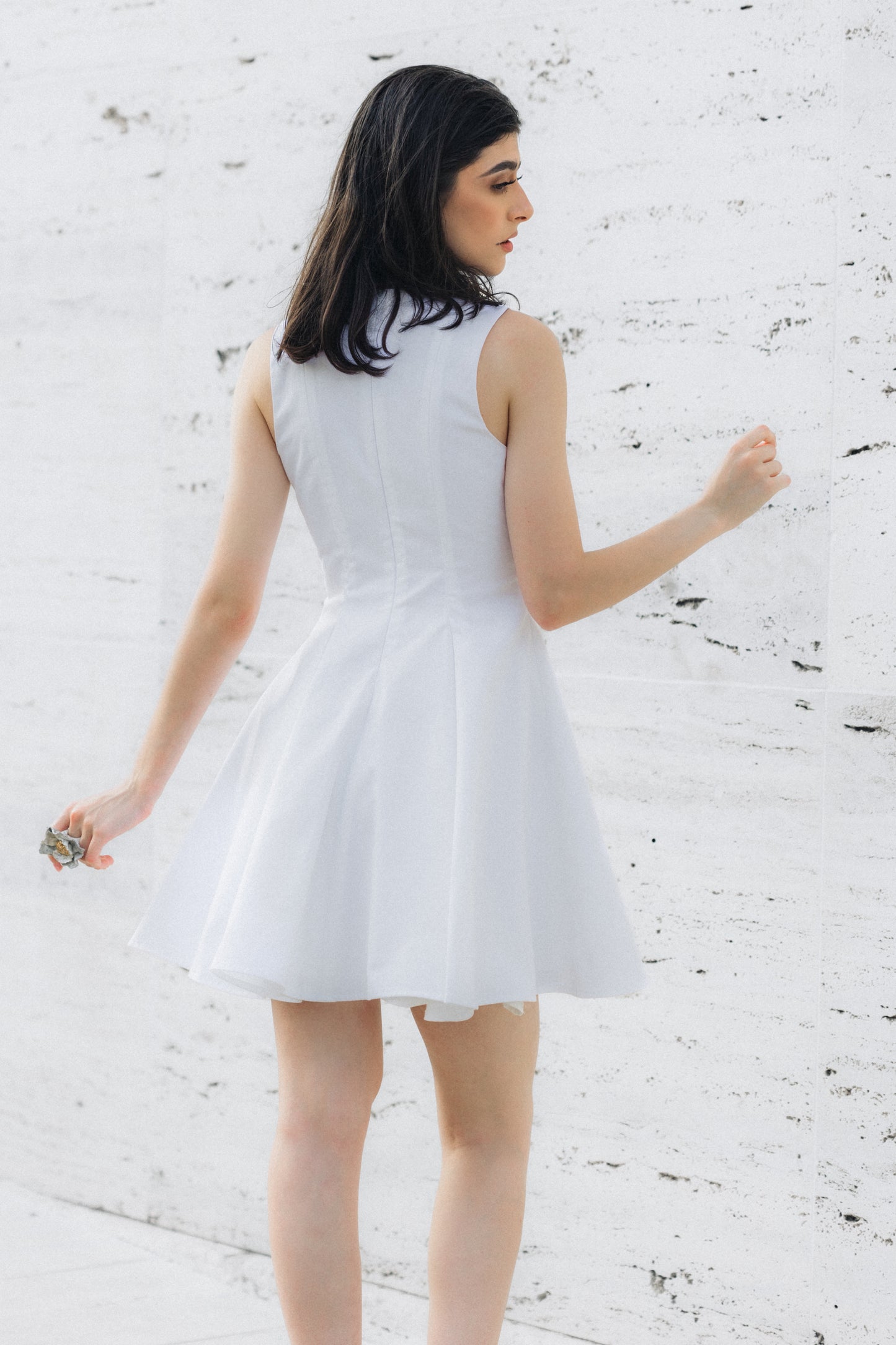 WHITE PLEATED DRESS