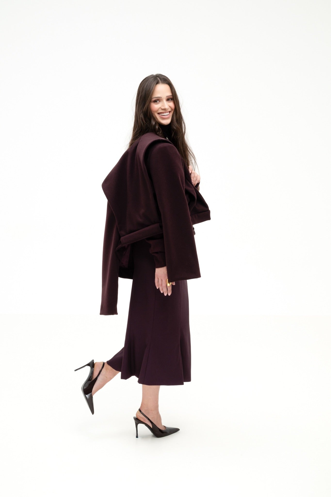 BURGUNDY VIRGIN WOOL SKIRT