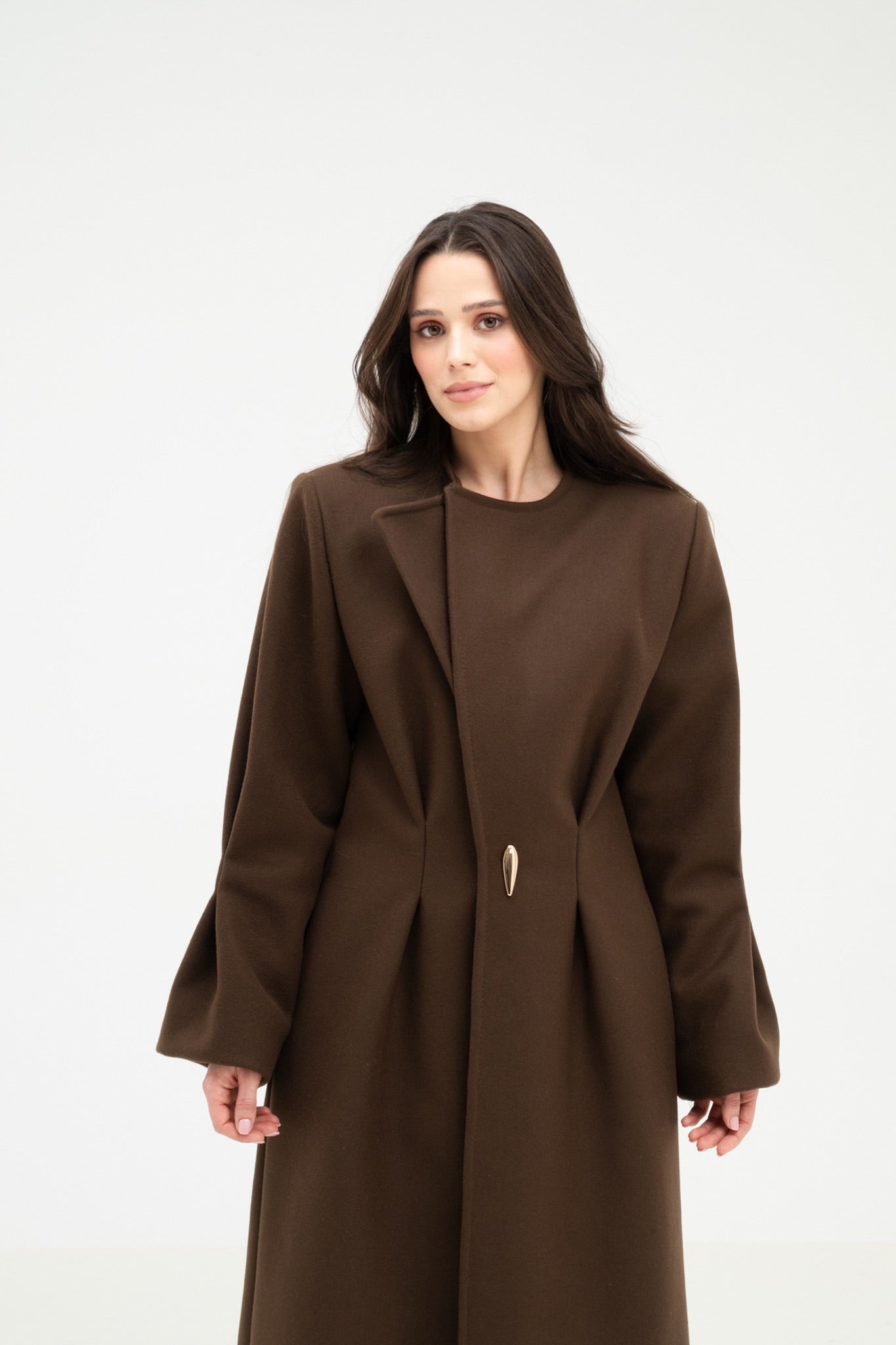 COFFEE BROWN 100% WOOL COAT