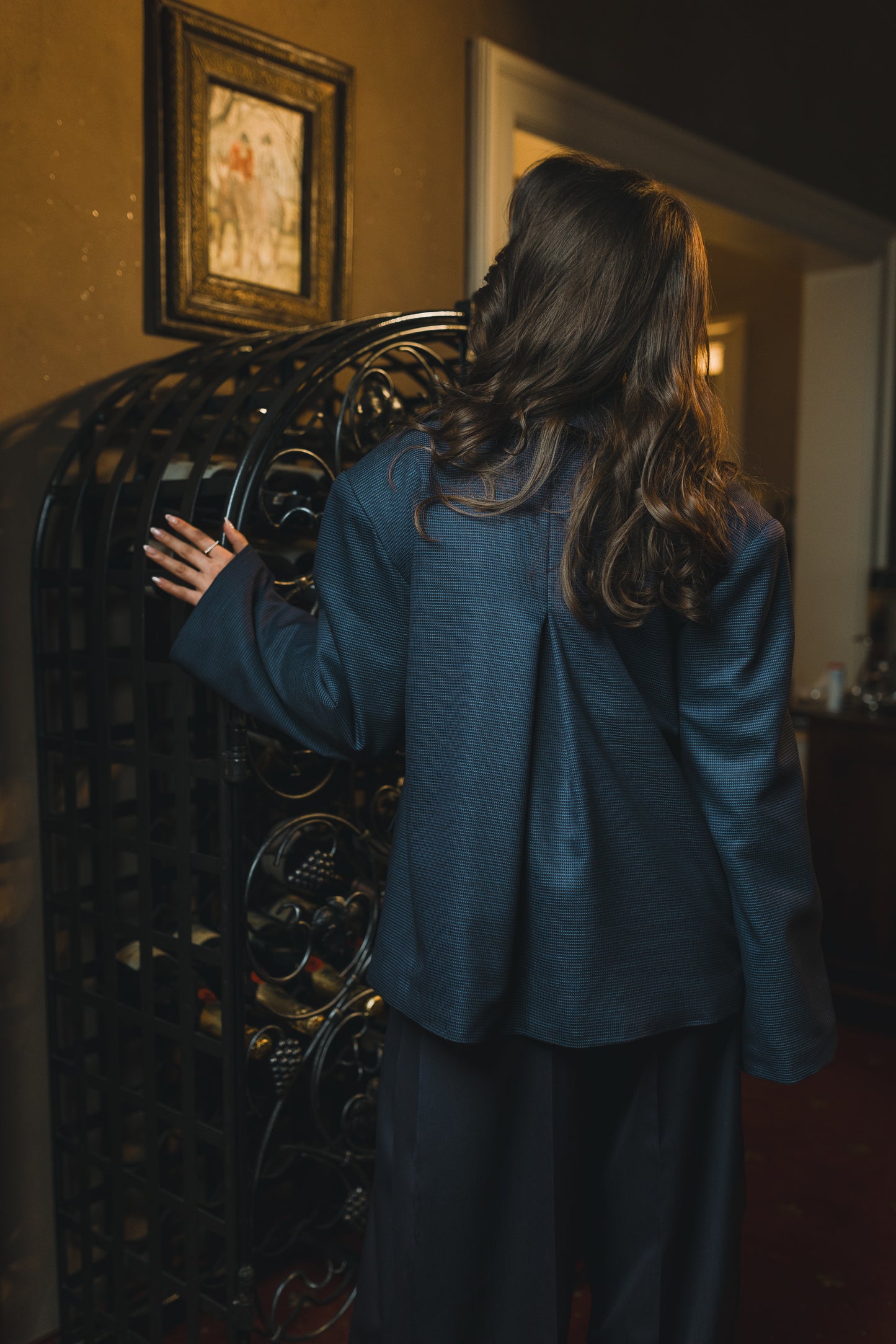 Navy blue wool blend oversized blazer