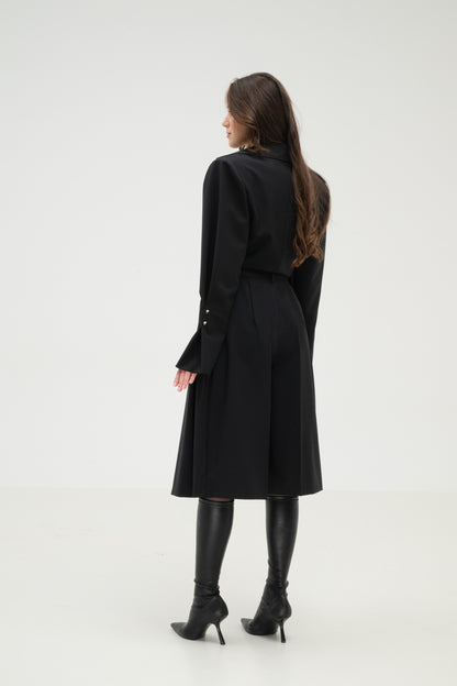 BLACK WOOL BLEND SHIRT