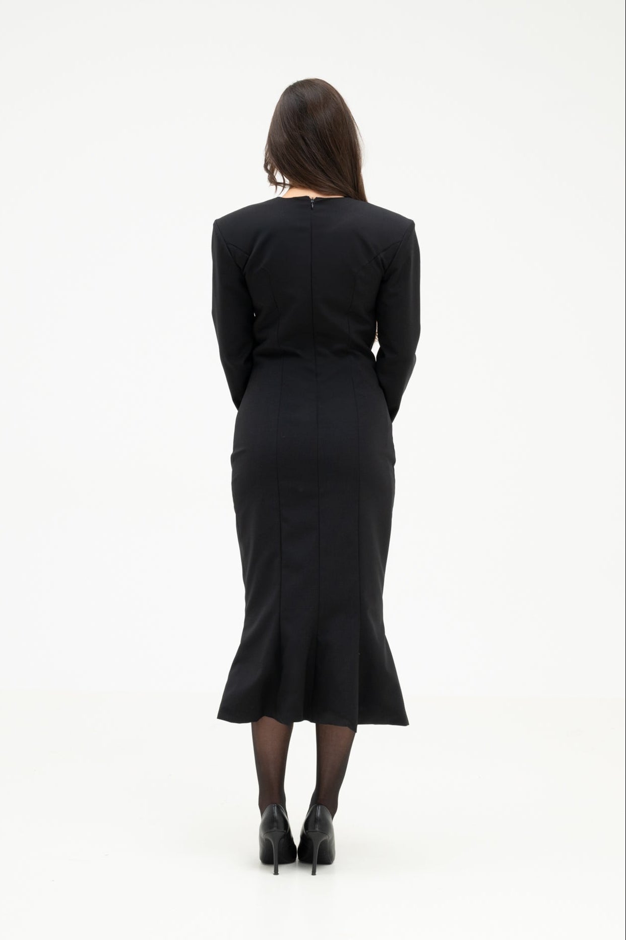 BLACK WOOL BLEND DRESS