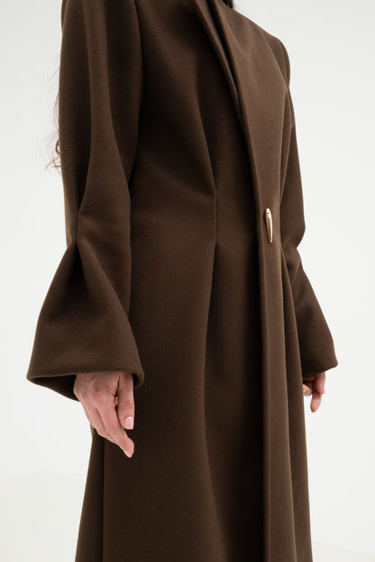 COFFEE BROWN 100% WOOL COAT