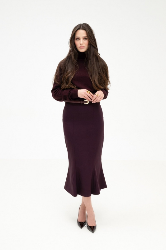 BURGUNDY VIRGIN WOOL SKIRT