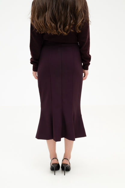BURGUNDY VIRGIN WOOL SKIRT