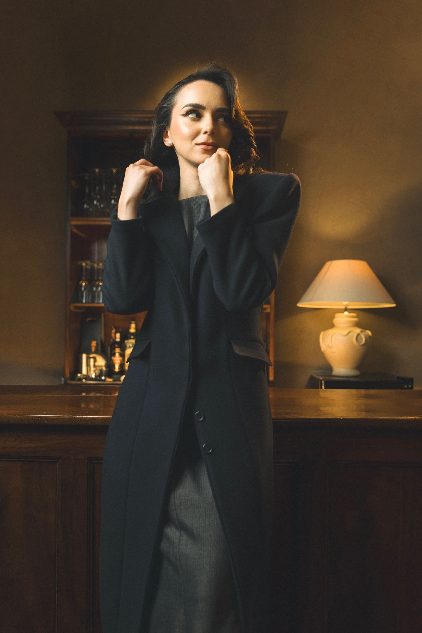 Navy wool blend coat