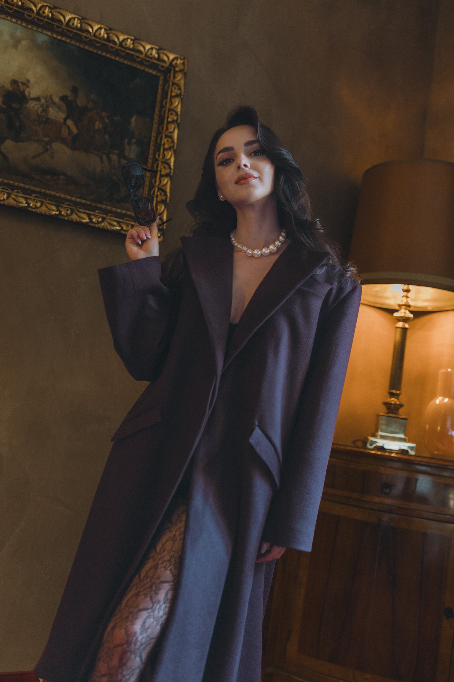 100% Wool dark plum coat