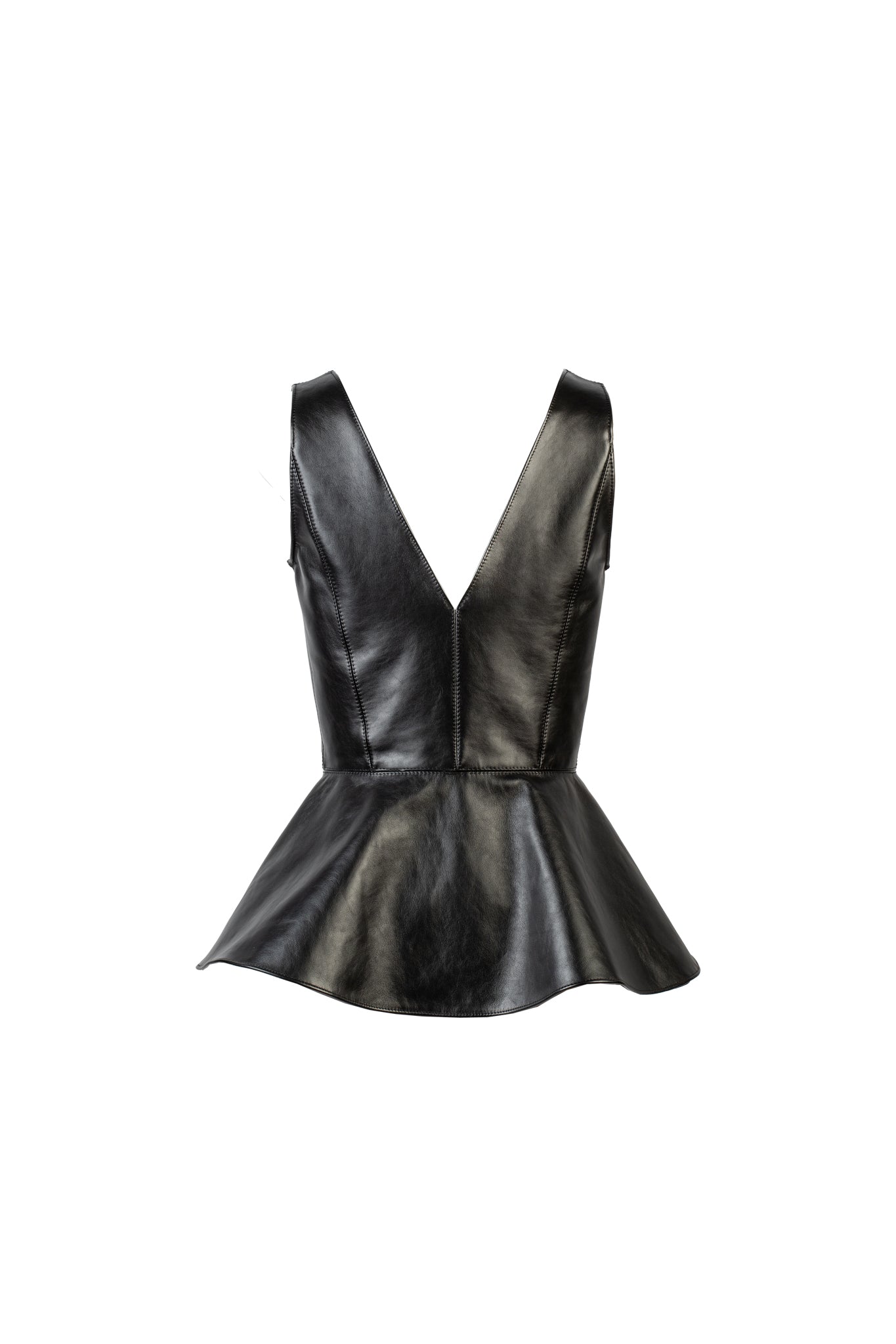 Black Leather Cloche Top