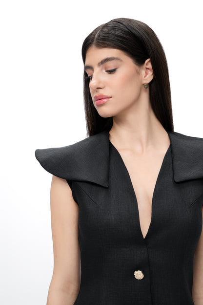 BLACK LINEN BLAZER