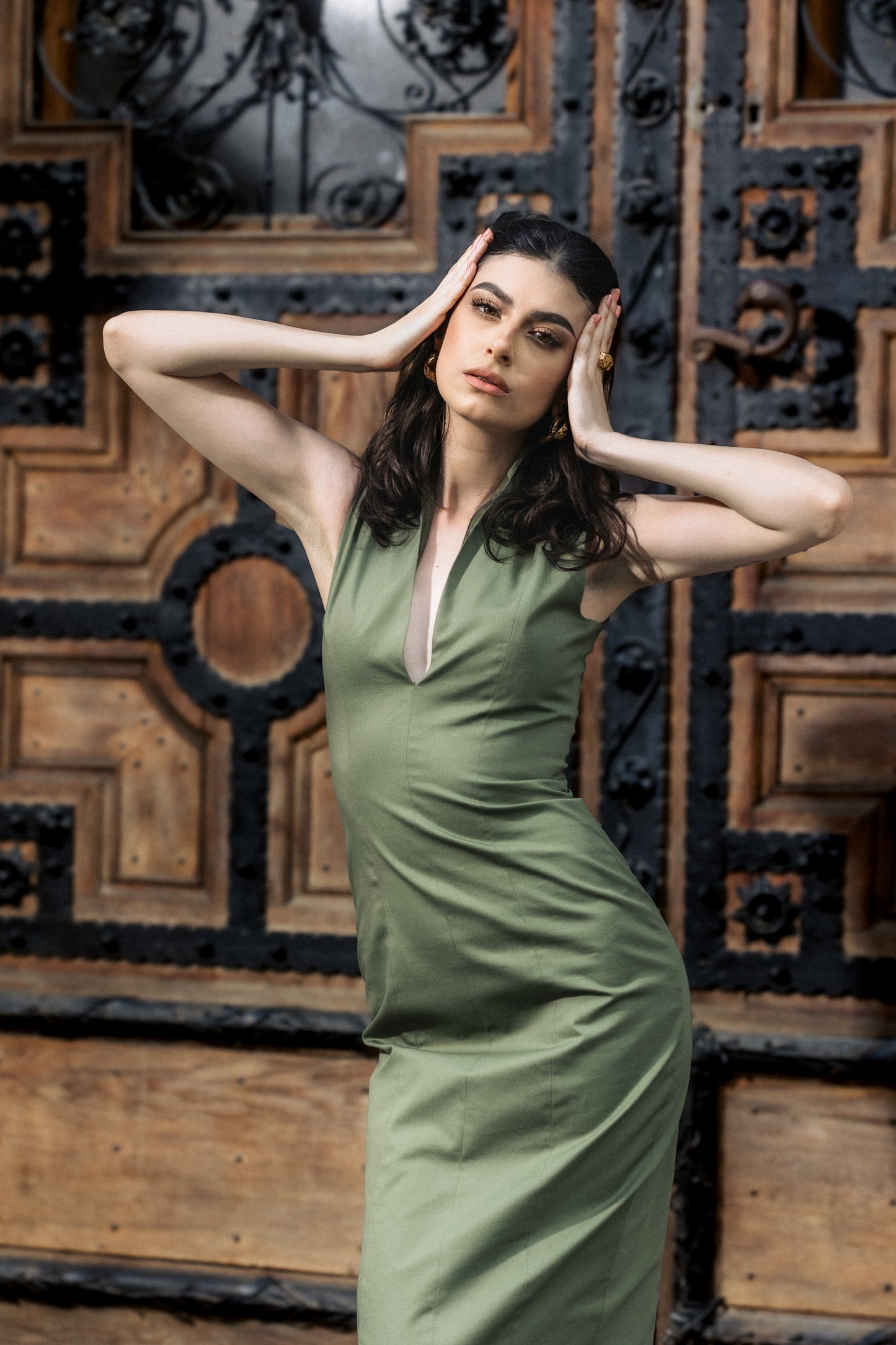 Khaki Mid length Dress