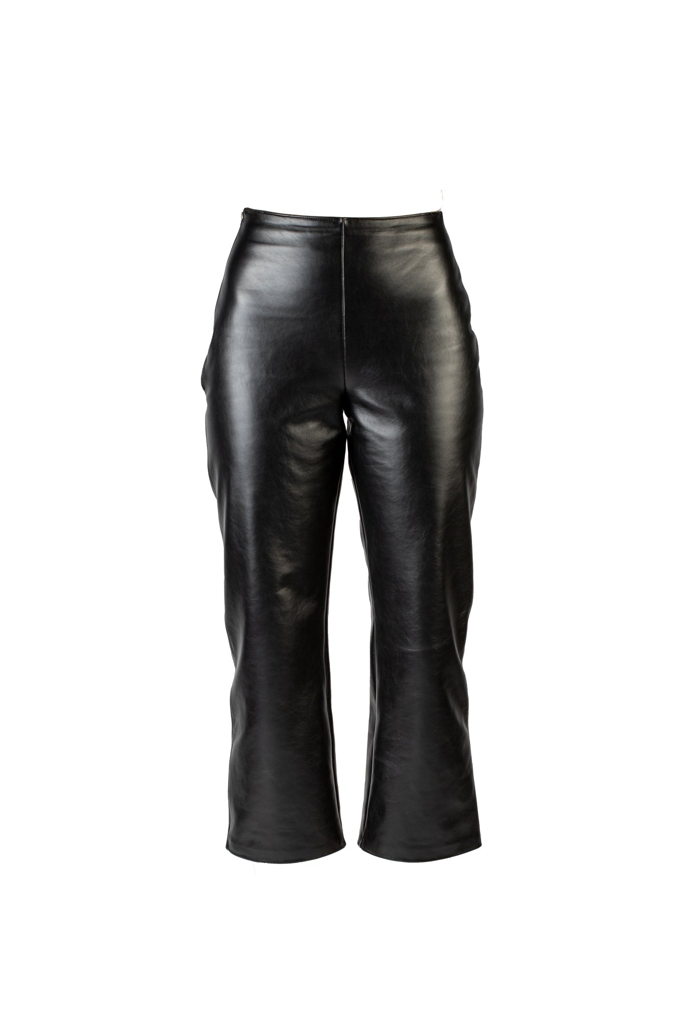 Black straight-cut leather trousers with nappa finish.