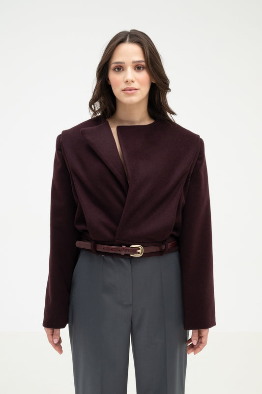 BURGUNDY 100% WOOL BLAZER