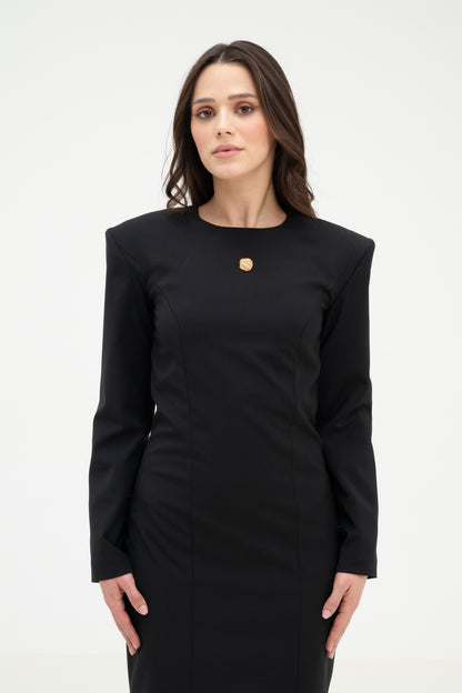 BLACK WOOL BLEND DRESS