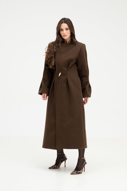 COFFEE BROWN 100% WOOL COAT
