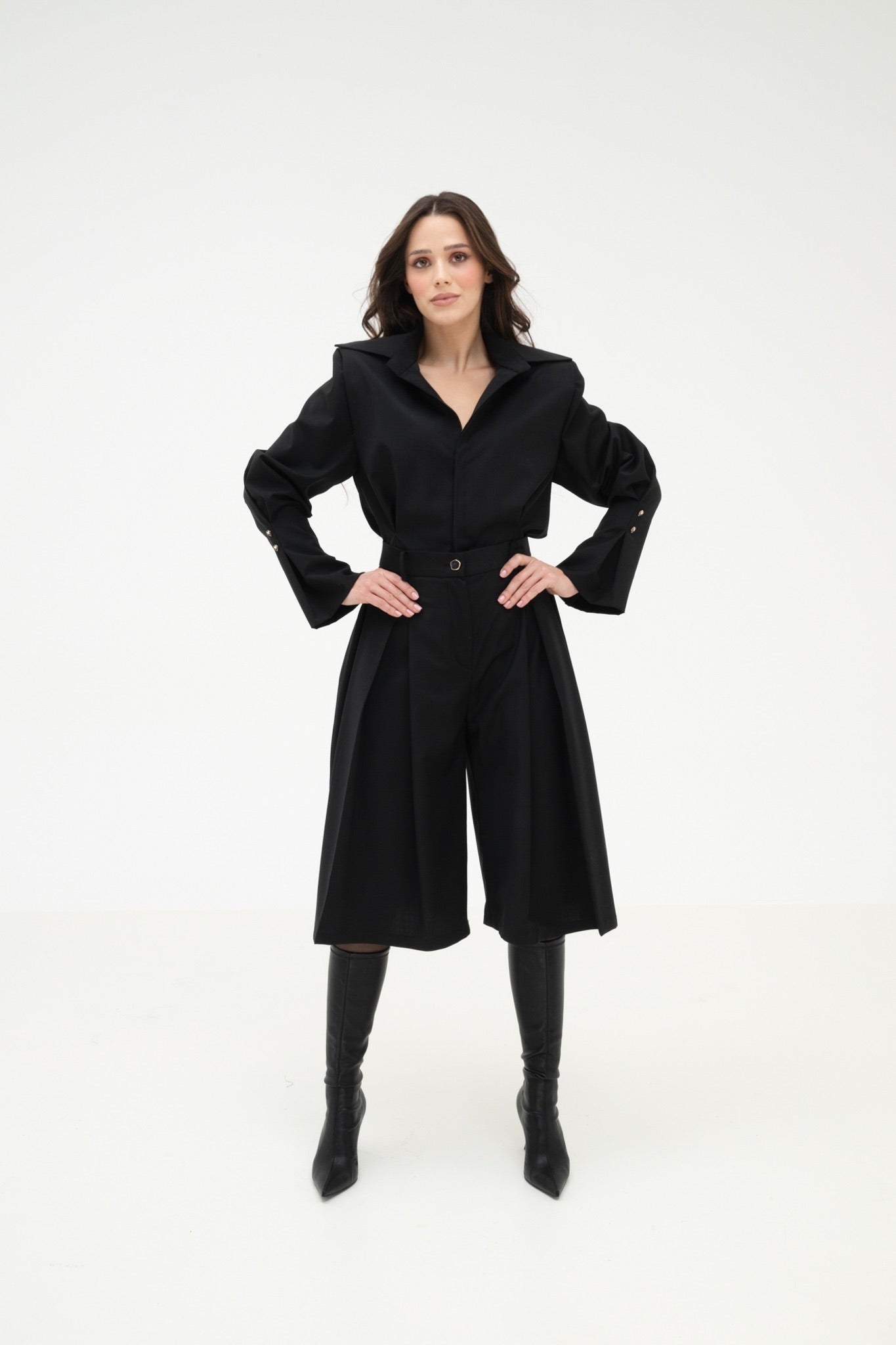 BLACK WOOL BLEND SHIRT