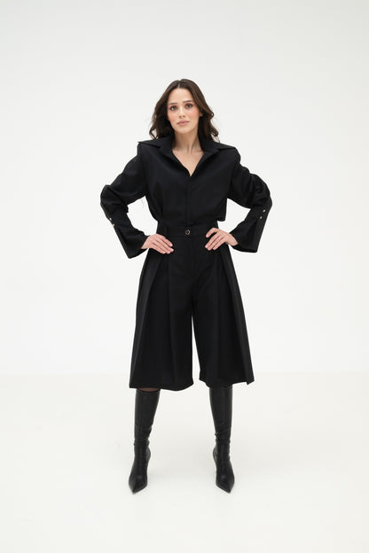 BLACK WOOL BLEND SHIRT