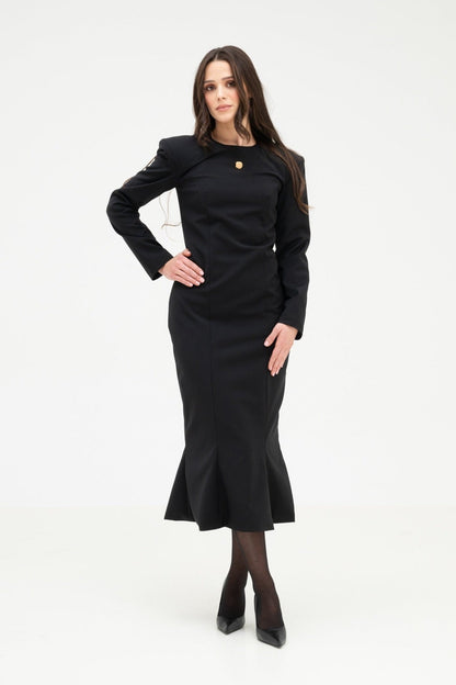 BLACK WOOL BLEND DRESS