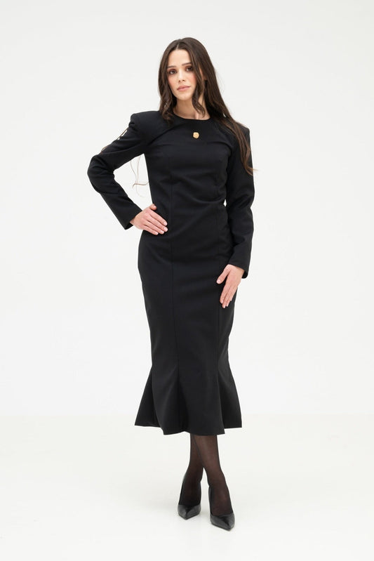 BLACK WOOL BLEND DRESS