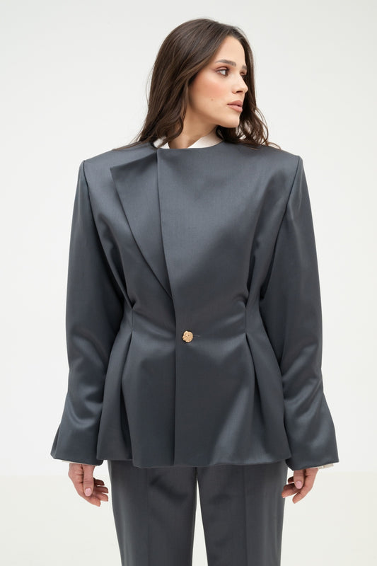 GREY 100% WOOL BLAZER