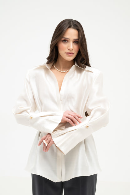 IVORY SHANTUNG SILK SHIRT