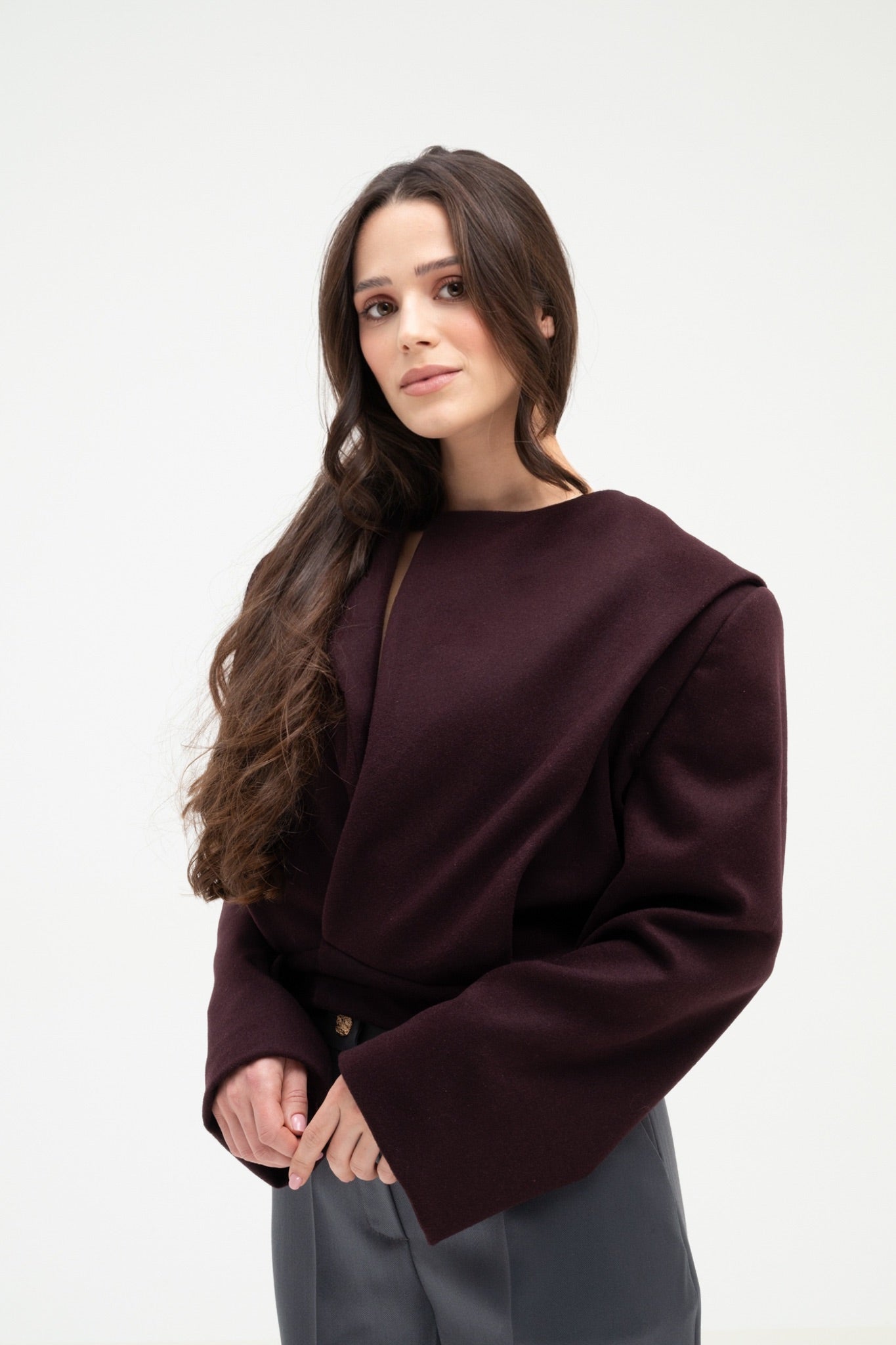 BURGUNDY 100% WOOL BLAZER