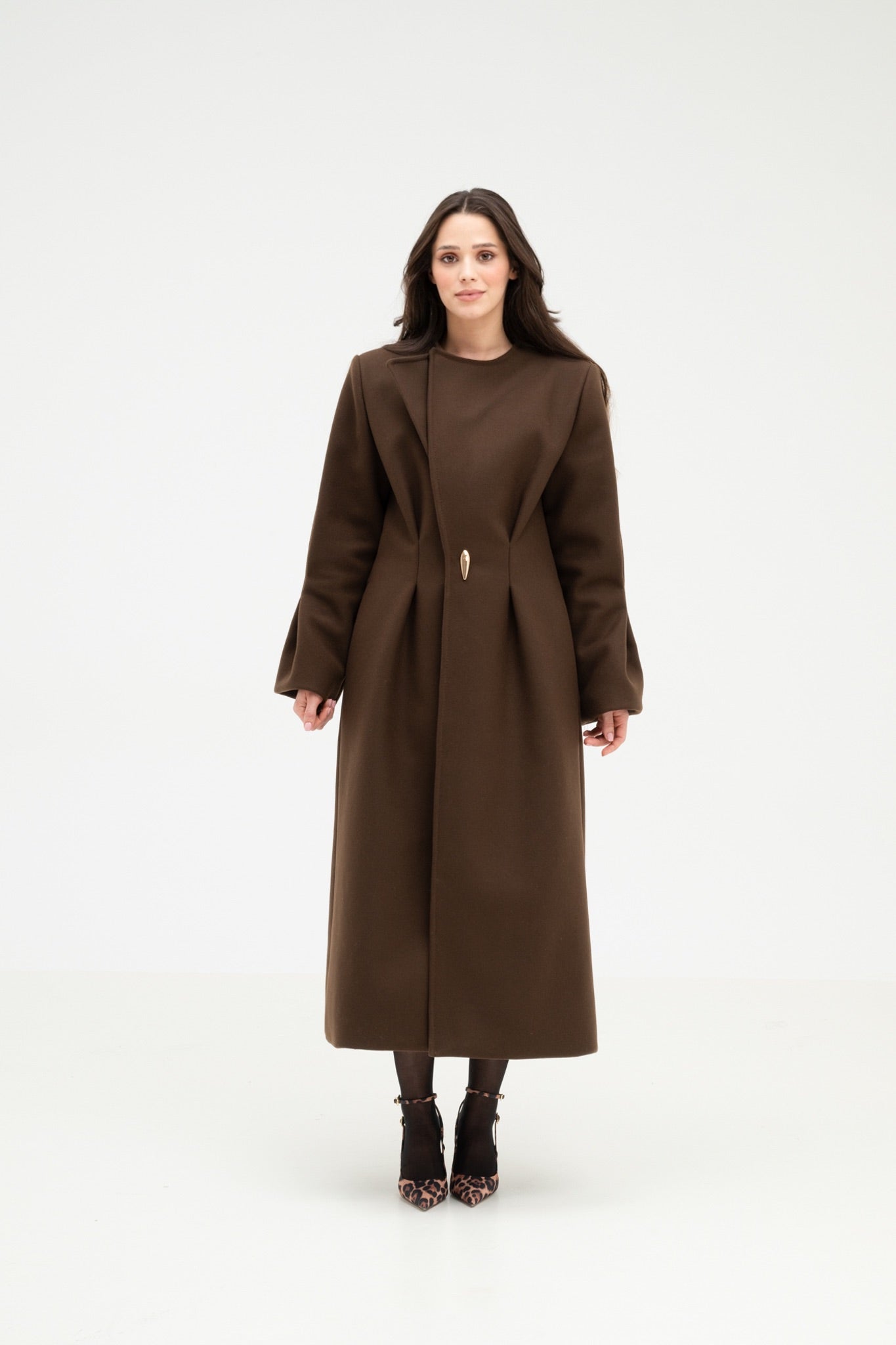 COFFEE BROWN 100% WOOL COAT