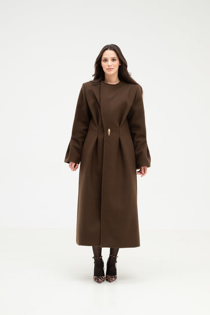 COFFEE BROWN 100% WOOL COAT