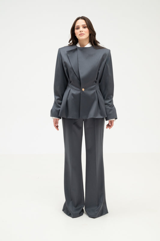 GREY 100% WOOL TROUSERS