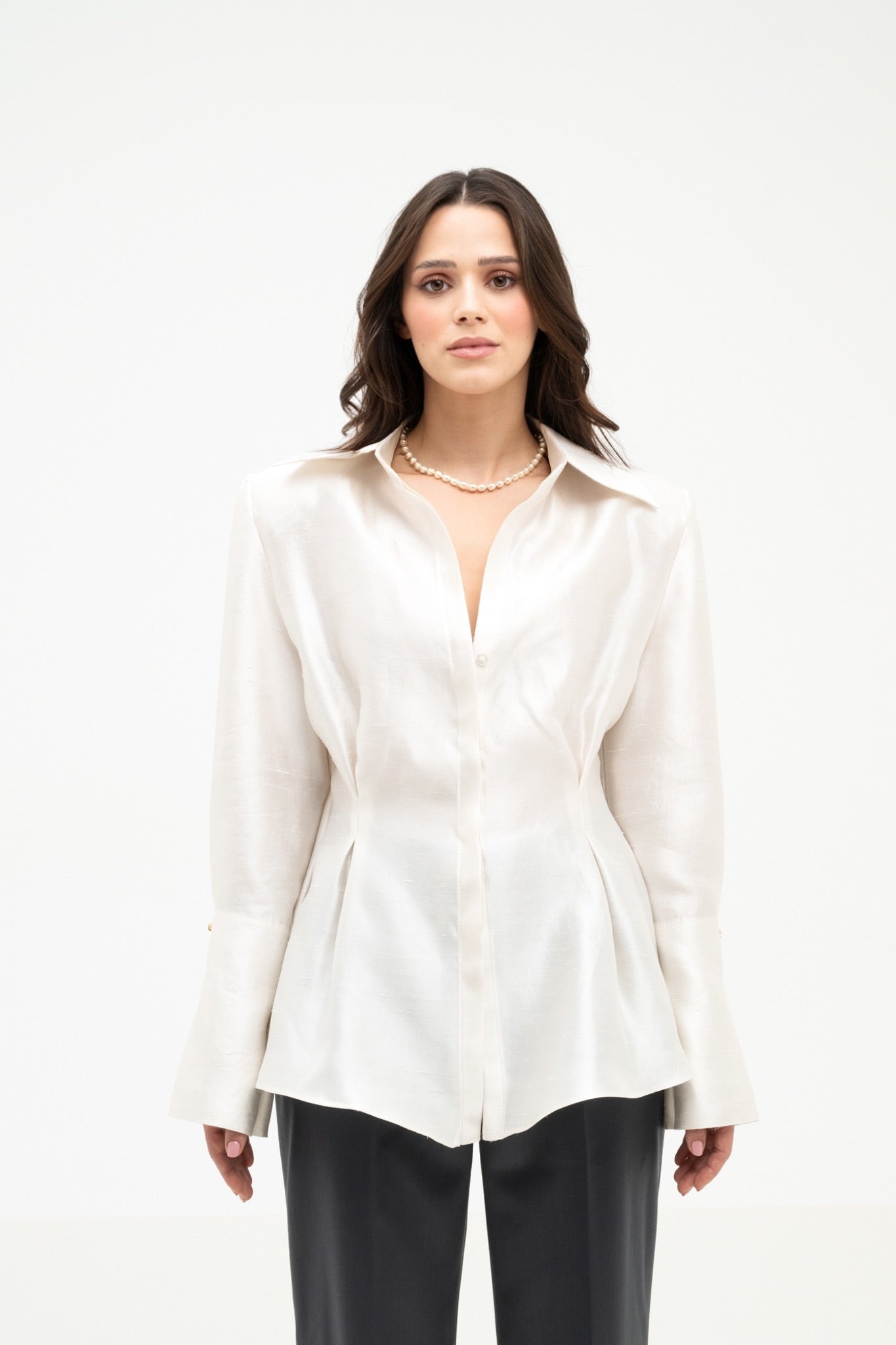 IVORY SHANTUNG SILK SHIRT