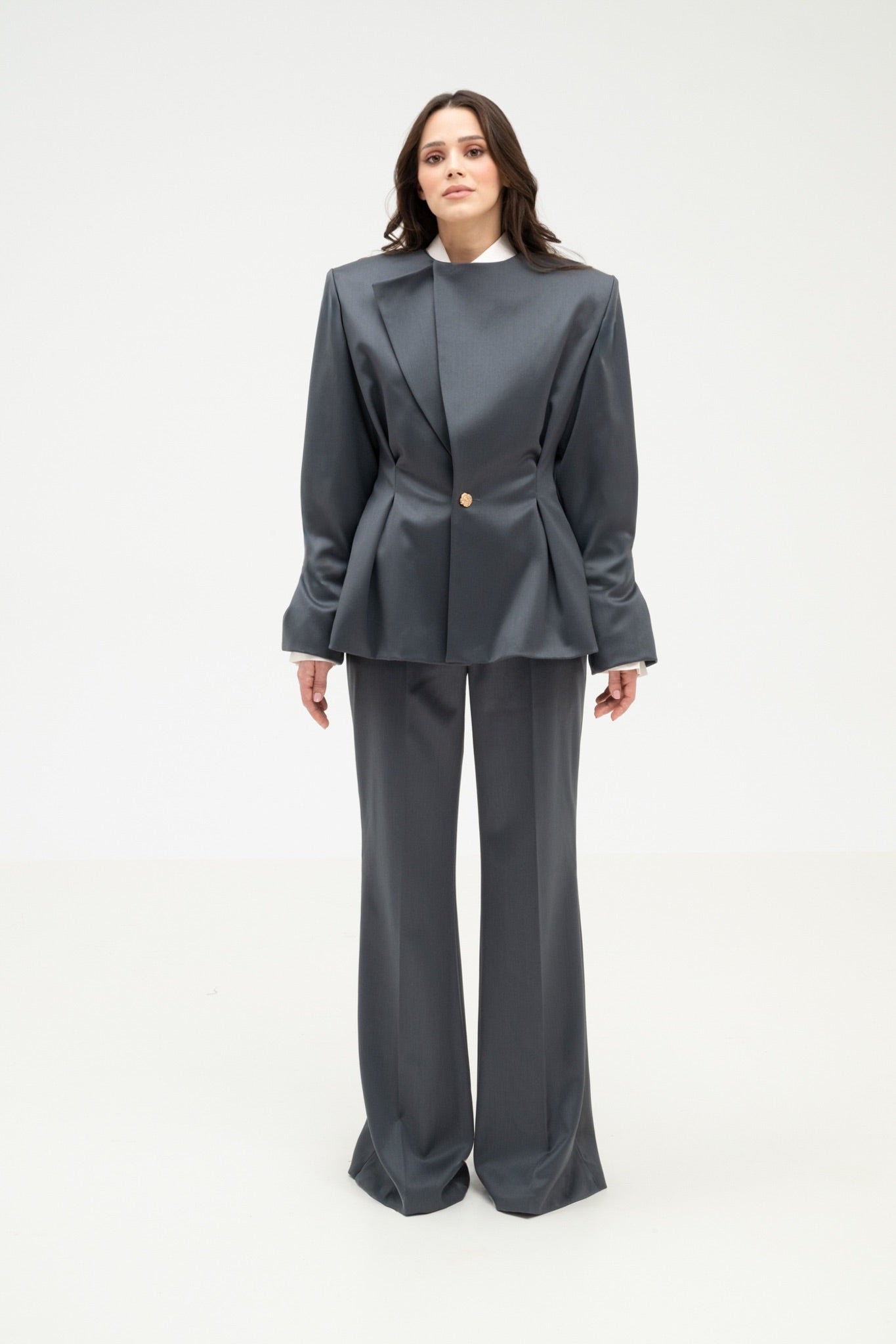 GREY 100% WOOL BLAZER