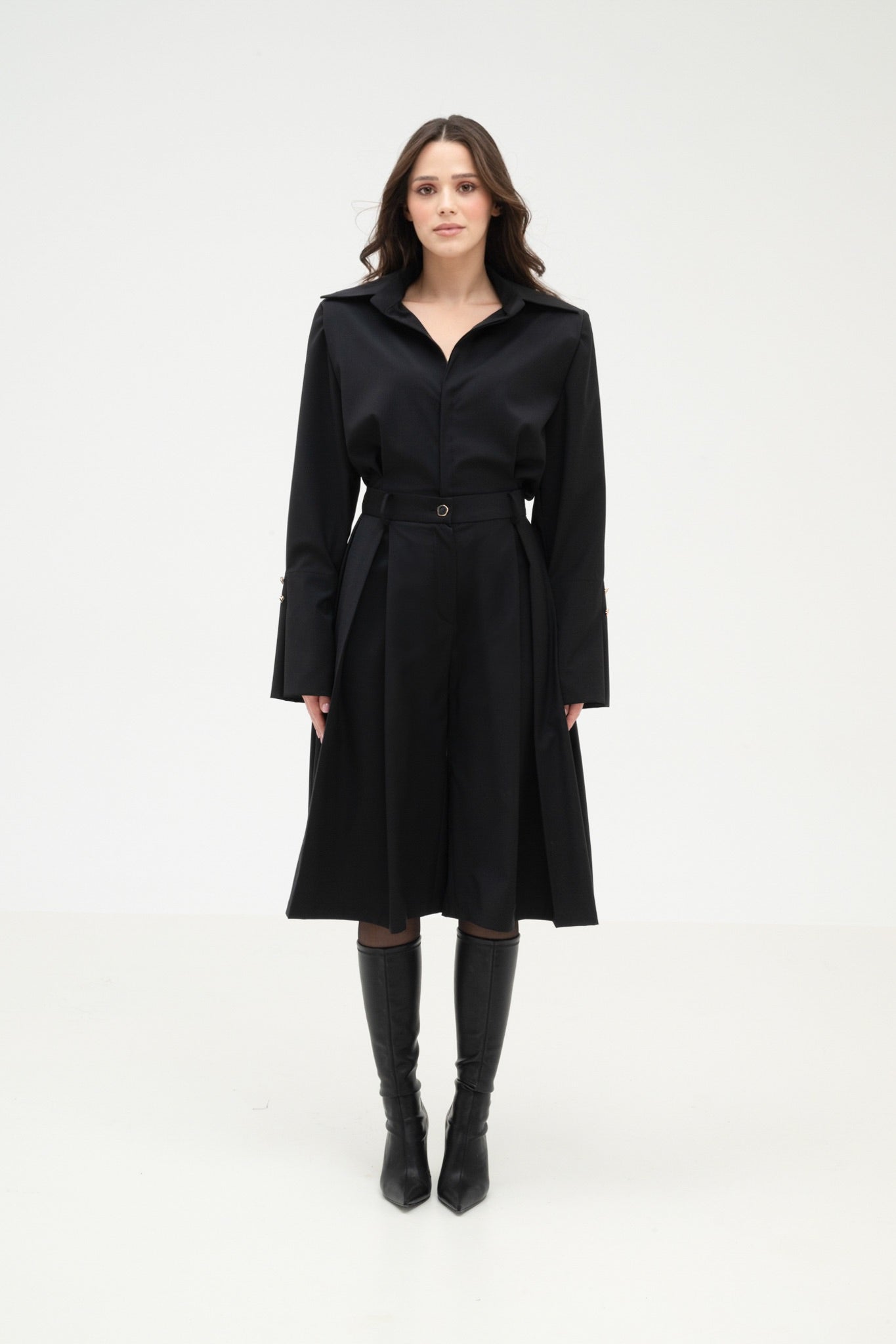 VIRGIN WOOL BLEND PLEATED TROUSERS